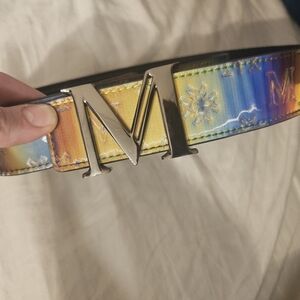 MILLIONAIRBRAND M BUCKLE GENUINE LEATHER MULTI COLOR Iridescent Unisex